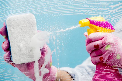 Trained carpet cleaner using professional equipment with care
